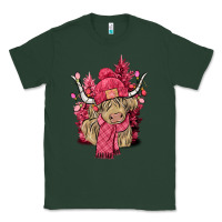 Sports Green Pink winter long haired Cow Classic Tee - NancyCooperArtShop