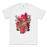 White Pink winter long haired Cow Classic Tee - NancyCooperArtShop