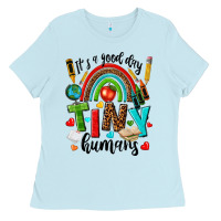 Baby Blue it s a good day tiny humans Ladies Tee - texasbilliewilder