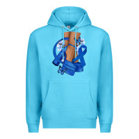 Ocean Blue Colon Cancer diva blue ribbon Premium Hoodie - NancyCooperArtShop