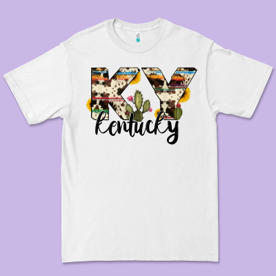 Kentucky State Cowhide Serape Cactus Premium Tee Designed By Ranaportraitstore