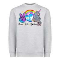 Heather Grey peace love unicorn Heavyweight Sweatshirt - LillyAllenDesigns