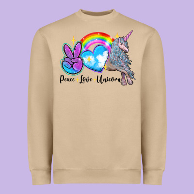 Peace Love Unicorn Heavyweight Sweatshirt Designed By Lillyallendesigns