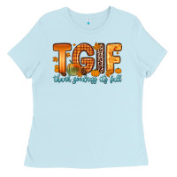 Baby Blue tgif thank goodness it s fall Ladies Tee - Zillion Design Studio