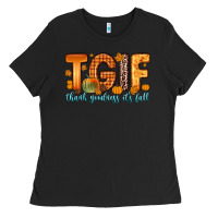 Black tgif thank goodness it s fall Ladies Tee - Zillion Design Studio