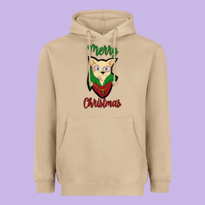 Merry Christmas Cat Heavyweight Hoodie Designed By Bettercallsaul