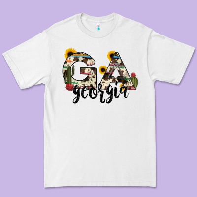 Georgia State Cowhide Serape Cactus Premium Tee Designed By Ranaportraitstore