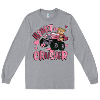 Heather Grey heart crusher Long Sleeve Tee - MaliasSmallBusiness