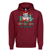 Burgundy i want a hippopotamus for christmas Zipper Hoodie - MaliasSmallBusiness