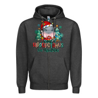 Charcoal Heather i want a hippopotamus for christmas Zipper Hoodie - MaliasSmallBusiness