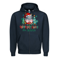 Navy i want a hippopotamus for christmas Zipper Hoodie - MaliasSmallBusiness