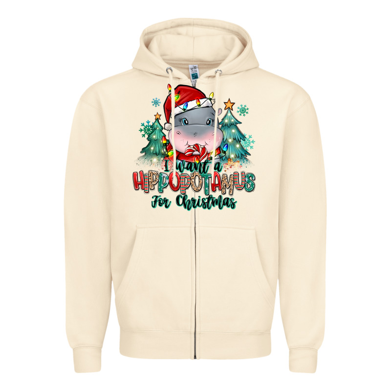 I Want A Hippopotamus For Christmas Zipper Hoodie by MaliasSmallBusiness | Teevron
