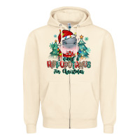Sandshell i want a hippopotamus for christmas Zipper Hoodie - MaliasSmallBusiness