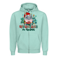 Seafoam i want a hippopotamus for christmas Zipper Hoodie - MaliasSmallBusiness