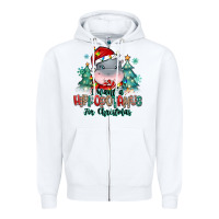 White i want a hippopotamus for christmas Zipper Hoodie - MaliasSmallBusiness