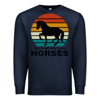 Navy Just A Girl Who Loves Horses Premium Sweatshirt - Bettercallsaul