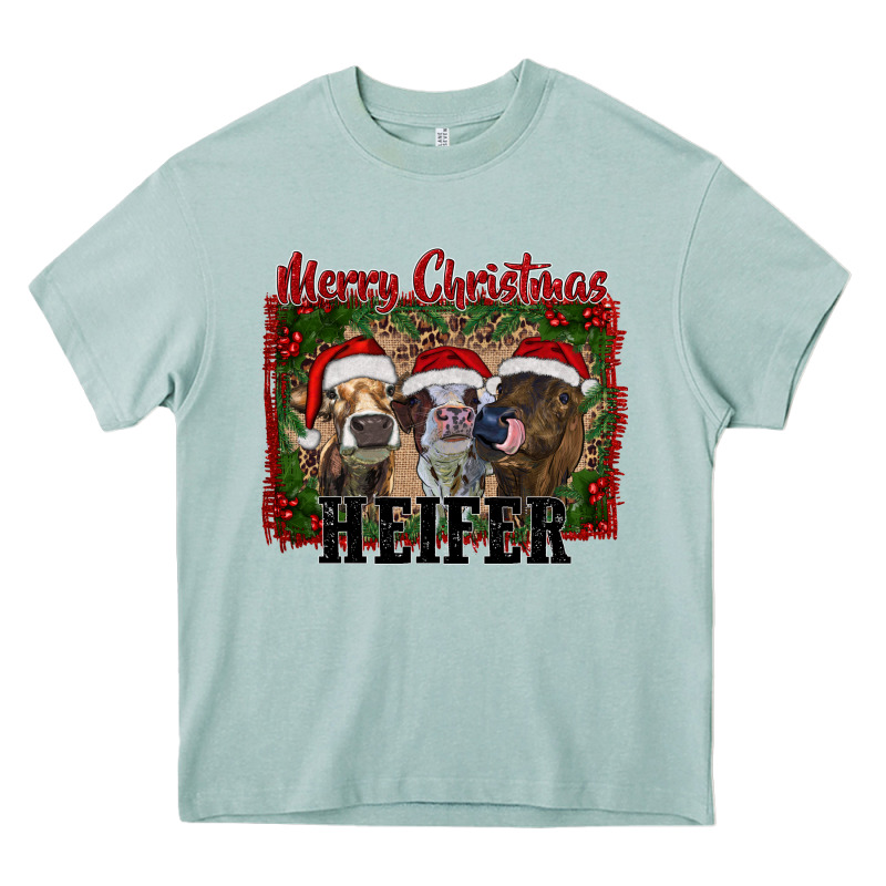 Merry Christmas Heifer Heavy Core Tee by RanaPortraitStore | Teevron
