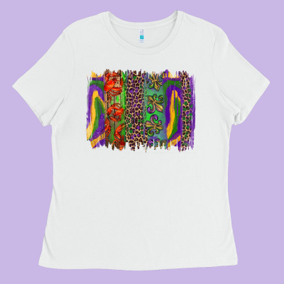 Mardi Gras Brushstroke Ladies Tee Designed By Ranaportraitstore