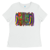 White mardi gras brushstroke Ladies Tee - RanaPortraitStore
