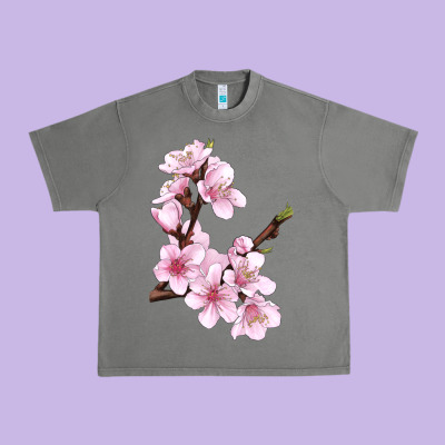 Peach Blossom Urban Heavy Tee Designed By Lillyallendesigns