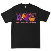 Black peace love halloween Premium Tee - AdoDesignShop