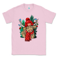 Bubblegum Pink Red Christmas long haired Cow Classic Tee - NancyCooperArtShop