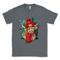 Charcoal Heather Red Christmas long haired Cow Classic Tee - NancyCooperArtShop