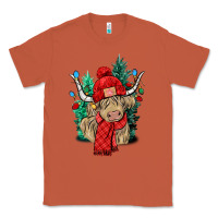 Copper Red Christmas long haired Cow Classic Tee - NancyCooperArtShop
