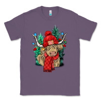 Lavender Red Christmas long haired Cow Classic Tee - NancyCooperArtShop