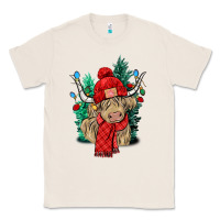 Natural Red Christmas long haired Cow Classic Tee - NancyCooperArtShop