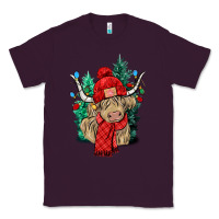 Plum Red Christmas long haired Cow Classic Tee - NancyCooperArtShop