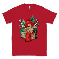 Red Red Christmas long haired Cow Classic Tee - NancyCooperArtShop