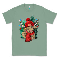 Sage Red Christmas long haired Cow Classic Tee - NancyCooperArtShop