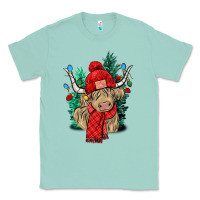 Seafoam Red Christmas long haired Cow Classic Tee - NancyCooperArtShop