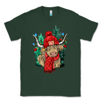 Sports Green Red Christmas long haired Cow Classic Tee - NancyCooperArtShop