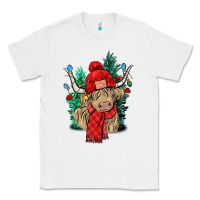White Red Christmas long haired Cow Classic Tee - NancyCooperArtShop