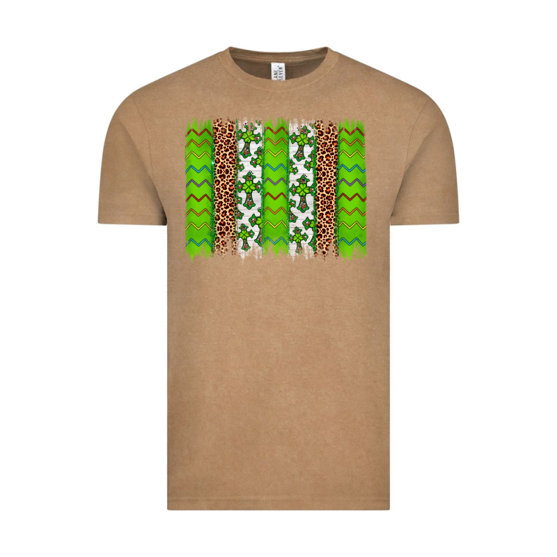 Western St. Patrick's Shamrock Cross Leopard Brushstroke Vintage Tee by Artiststas | Teevron
