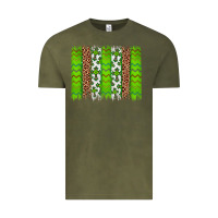 Vintage Olive Western St. Patrick's Shamrock Cross Leopard Brushstroke Vintage Tee - Artiststas