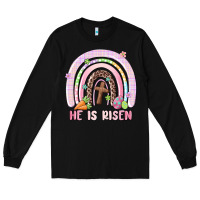 Black he is risen easter rainbow Long Sleeve Tee - MaliasSmallBusiness