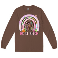 Chestnut he is risen easter rainbow Long Sleeve Tee - MaliasSmallBusiness
