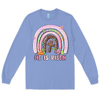 Colony Blue he is risen easter rainbow Long Sleeve Tee - MaliasSmallBusiness