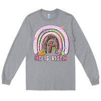 Heather Grey he is risen easter rainbow Long Sleeve Tee - MaliasSmallBusiness