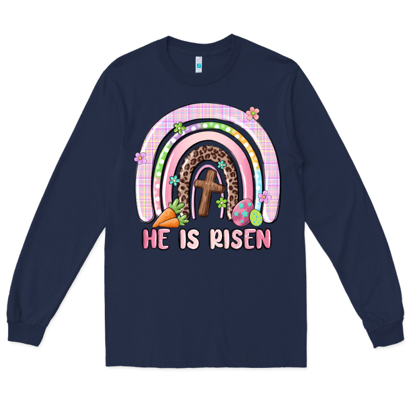 He Is Risen Easter Rainbow Long Sleeve Tee by MaliasSmallBusiness | Teevron