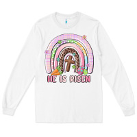 White he is risen easter rainbow Long Sleeve Tee - MaliasSmallBusiness