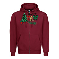 Burgundy happy pawlidays christmas pets Zipper Hoodie - MaliasSmallBusiness