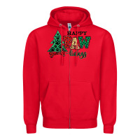 Red happy pawlidays christmas pets Zipper Hoodie - MaliasSmallBusiness