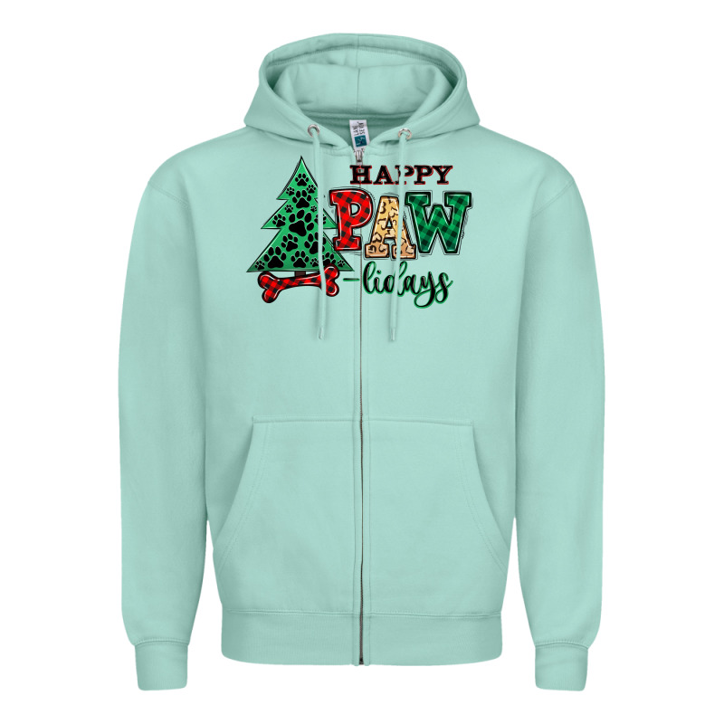Happy Pawlidays Christmas Pets Zipper Hoodie by MaliasSmallBusiness | Teevron