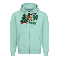 Seafoam happy pawlidays christmas pets Zipper Hoodie - MaliasSmallBusiness