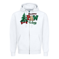 White happy pawlidays christmas pets Zipper Hoodie - MaliasSmallBusiness