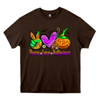 Chocolate Brown peace love halloween Heavy Core Tee - Zillion Design Studio